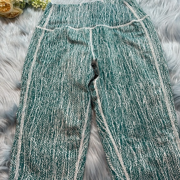 Buff Bunny Jacquard Teal High Rise Textured Leggings sz S - Picture 5 of 9